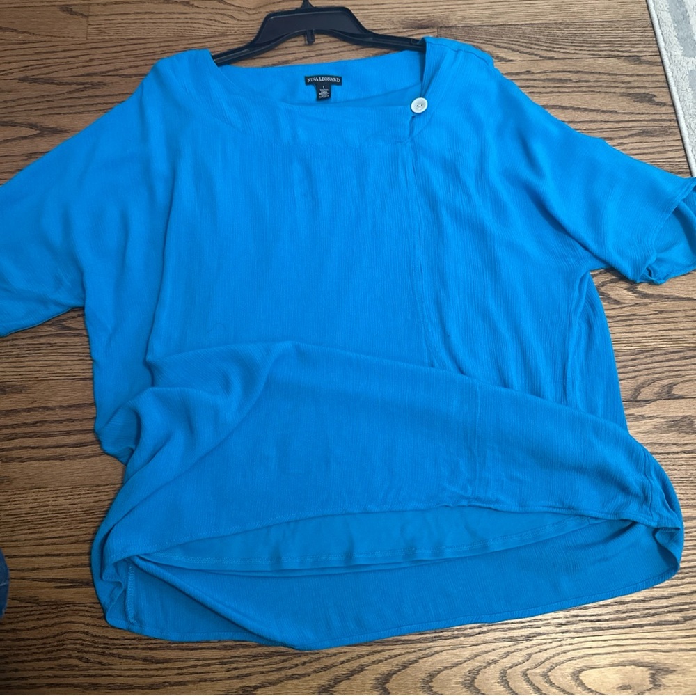 Nina Leonard Vibrant Blue Women's Blouse